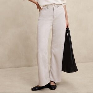 Banana Republic Ultra High-Rise Vegan Suede Pants Selenite Cream Gray Size 29 8